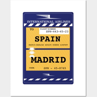 Spain, Madrid Plane ticket Posters and Art